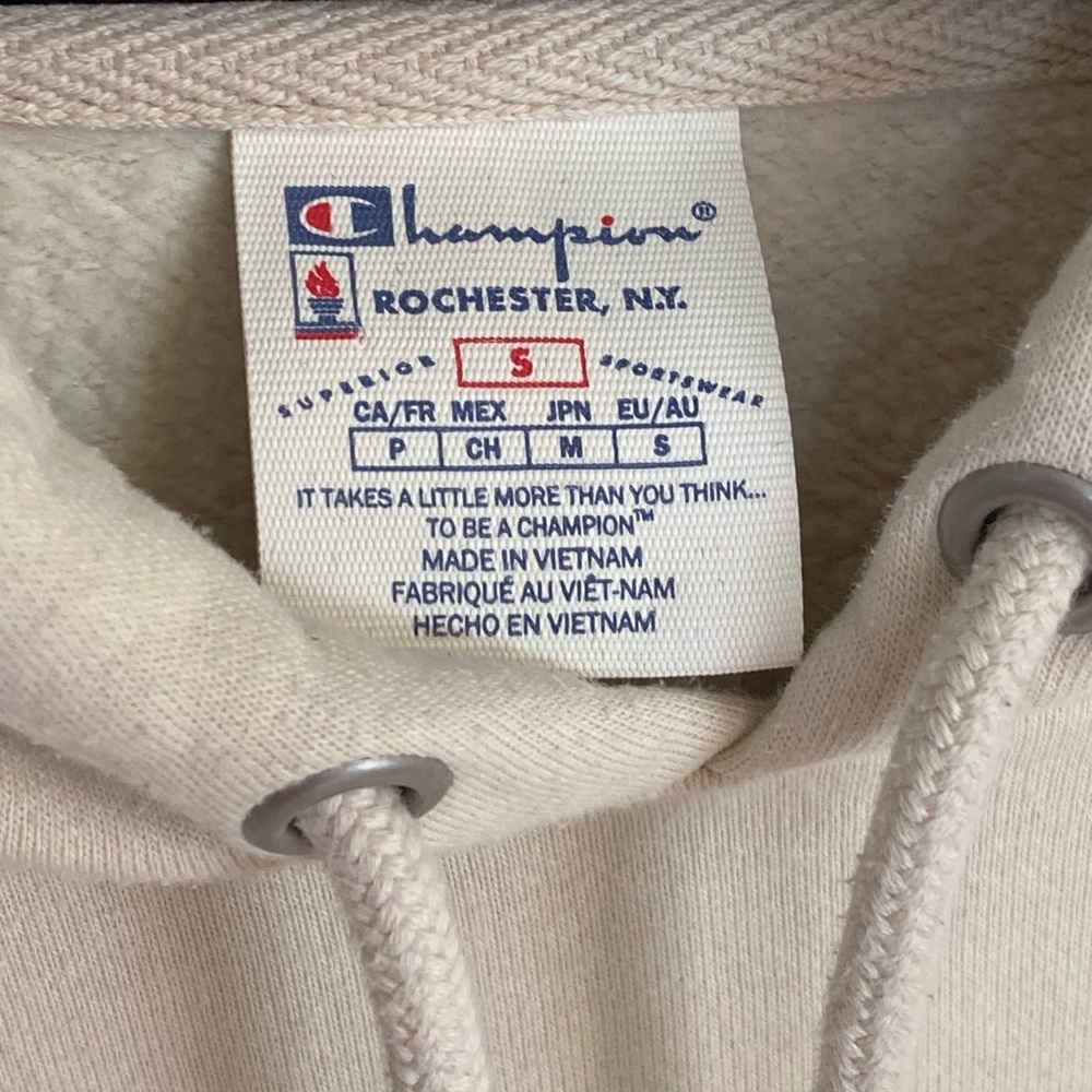 Champion Cream Hoodie Unisex Size S - Picture 6 of 7